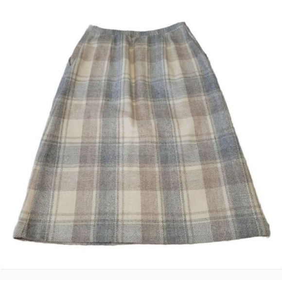 Vintage Plaid Wool Blend A-Line Skirt - Picture 8 of 8